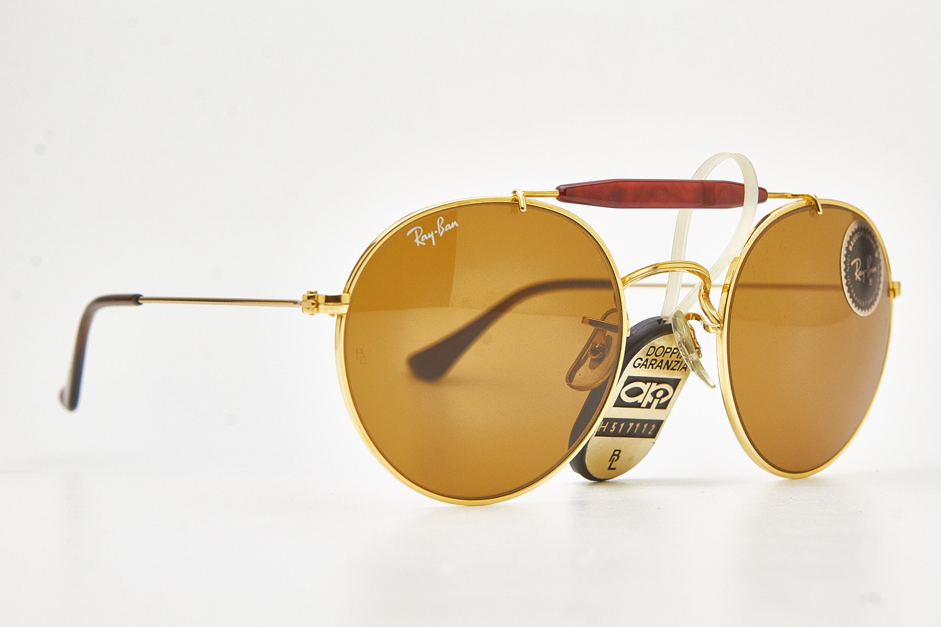 Vintage 80s Ray Ban Brown Polarized Yellow Mirror Lens Round Eye Sunglasses Ray-Ban Yellow Vintage Sunglasses for sale - eBay main image 2