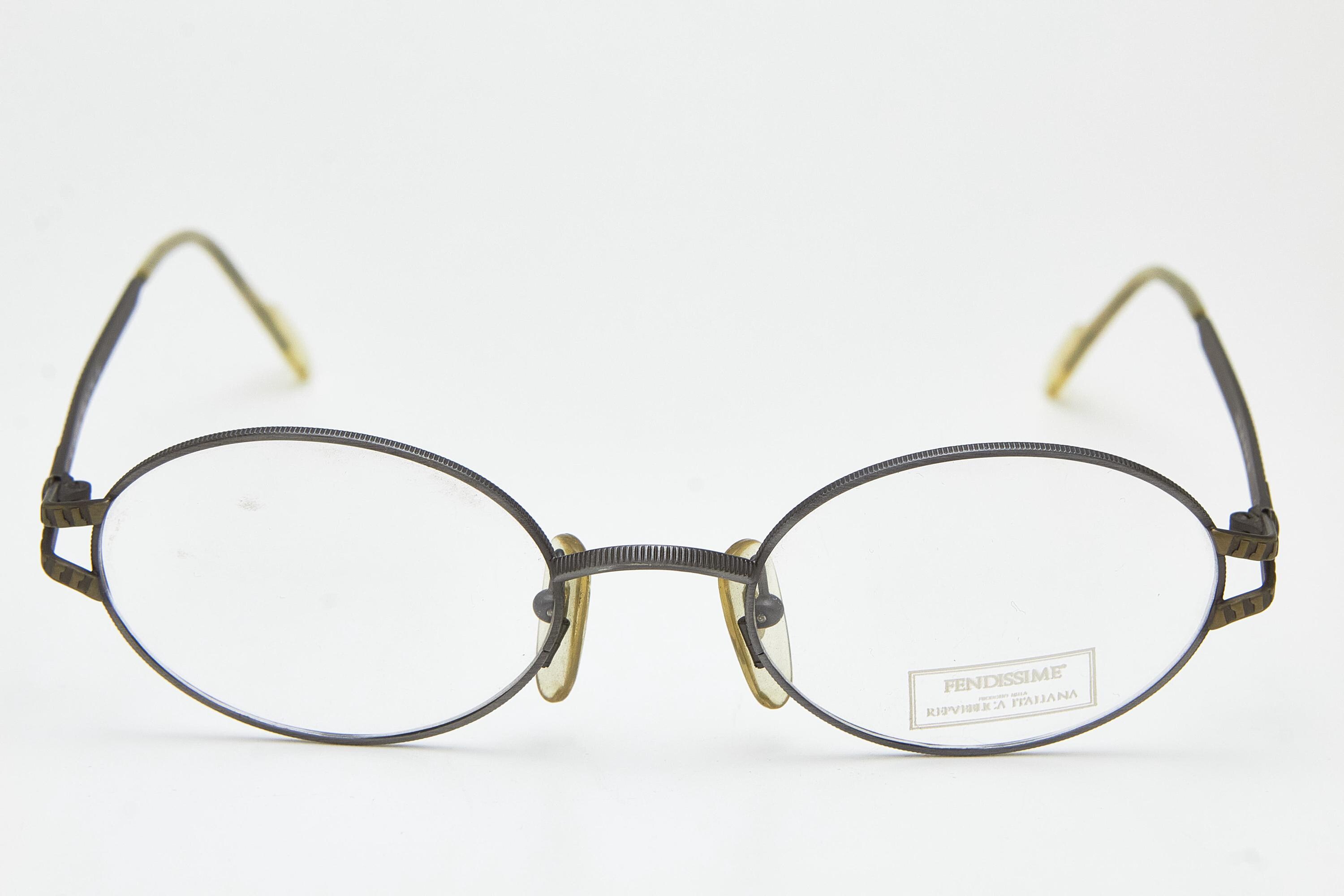 Vintage 90s Oval Eyeglasses Fendissime by Fendi F076 Zipper Arms