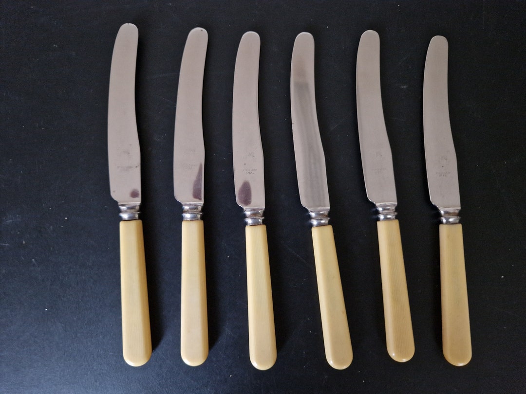Vintage Set of Faux Bone Handled Butter/ Tea Knives X 6 7 Etsy