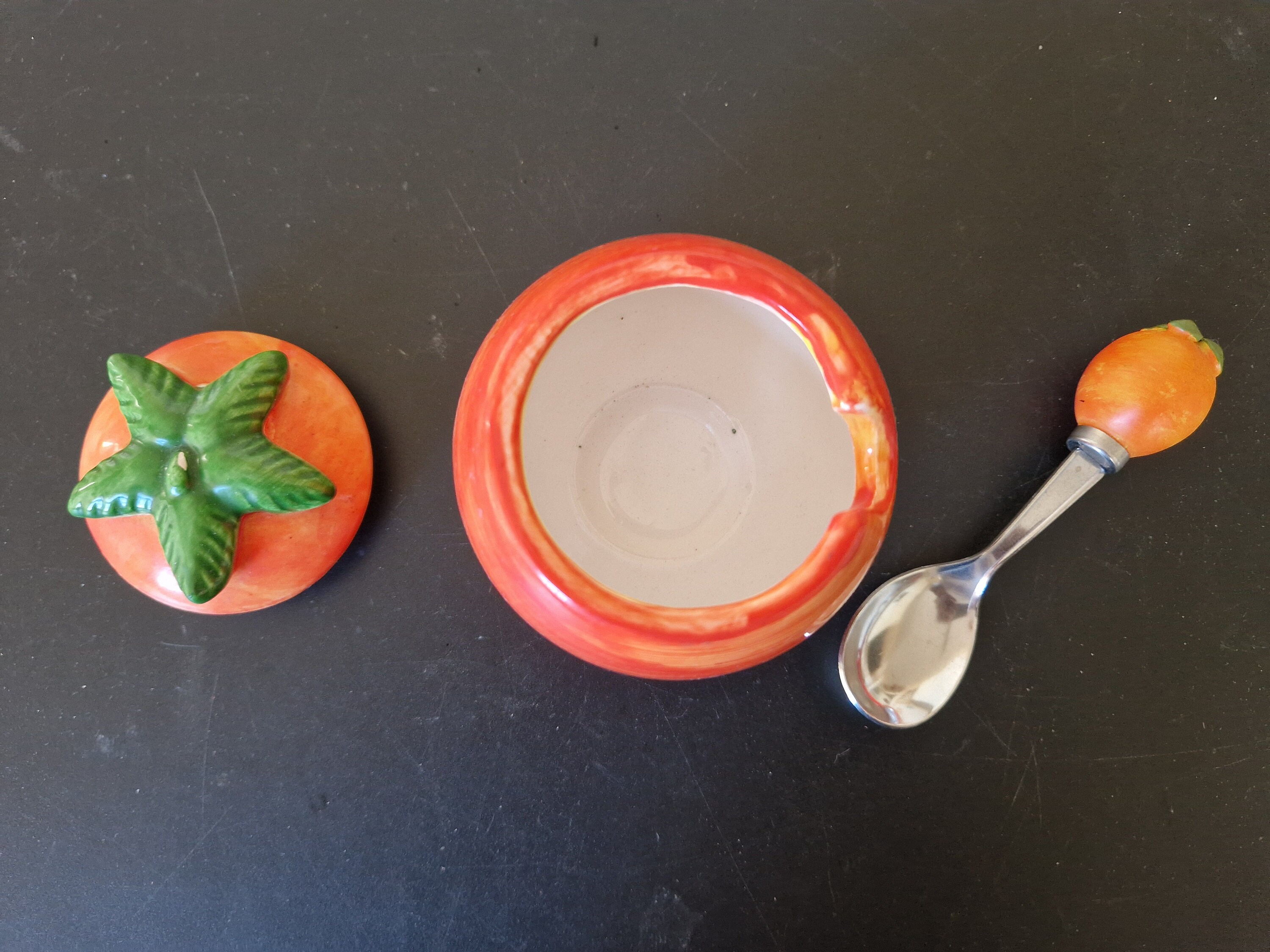 Ceramic Orange Marmalade Pot With Spoon Etsy UK