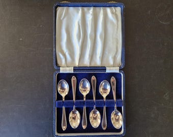 Juego de 6 cucharas de té vintage con diseño de lazo y cinta