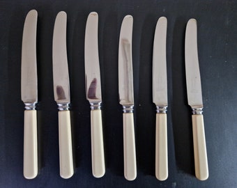 Vintage set of Faux Bone Handled Knives x 6 - 8 Inches