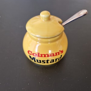 Vintage Colmans Mustard Pot with EPNS Mustard Spoon