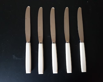 Vintage set messen met handvat van imitatiebeen x 5-8 inch
