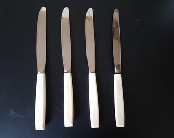 Vintage set messen met handvat van imitatiebeen x 4-9 inch
