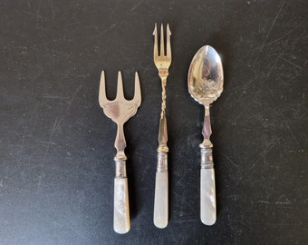 Vintage Faux Mother of Pearl Forks x 2 & Spoon