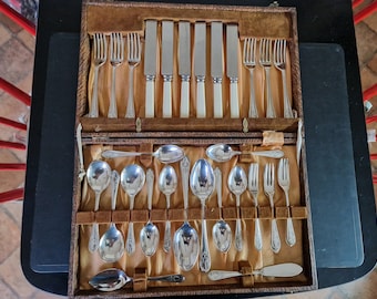 Vintage Faux Bone Handled Canteen of Cutlery - 38 Pieces