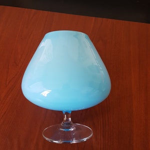 Vaso de cristal azul de los años 60, 6,5 pulgadas