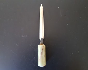Cuchillo de papel con mango de mármol verde - 8.5 pulgadas
