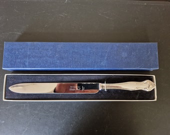 Vintage Boxed White Metal Handled Cake Knife - 13 Inches