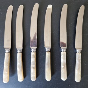 Vintage set of Faux Mother of Pearl Handled Knives x 6 - 9 Inches