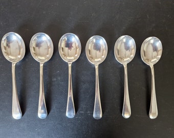 Vintage set of EPNS Old English Pattern Soup Spoons x 6 - 6.75 Inches