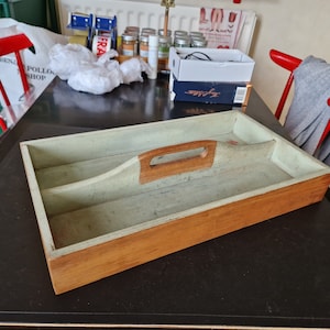 Vintage Wooden Cutlery Tray with two compartments