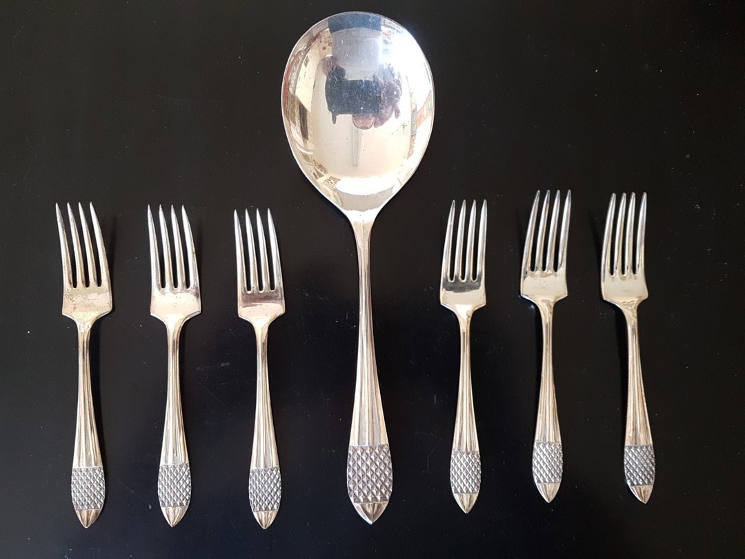 Vintage Set of EPNS Dessert Forks and Serving Spoon Etsy UK