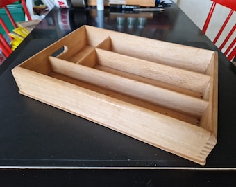 Vintage Wooden Cutlery Tray with four compartments