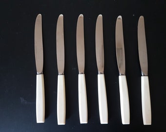 Vintage set messen met handvat van imitatiebeen x 6-9 inch