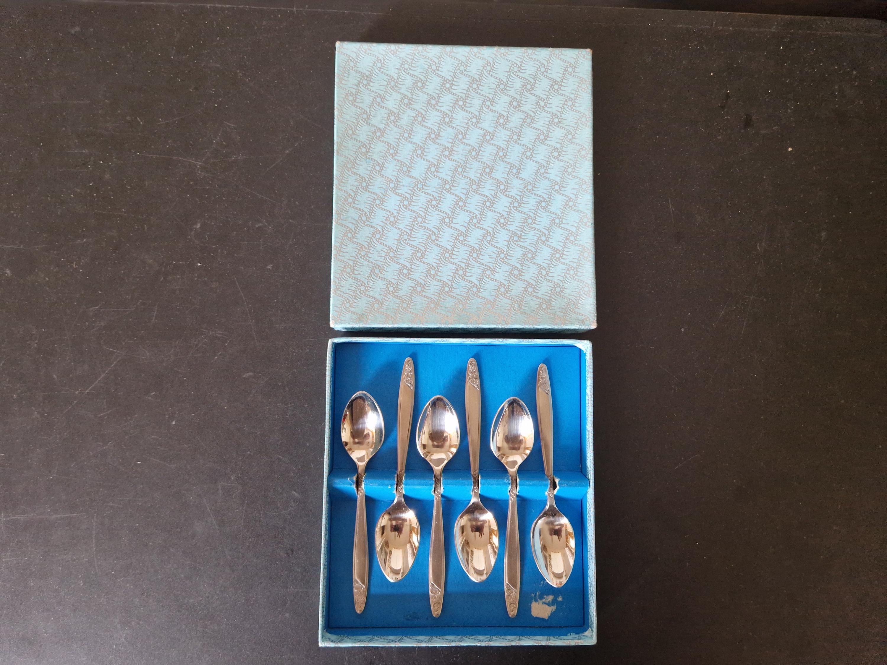 ヴィンテージボックス入り花柄コーヒースプーン6本セット - Etsy 日本