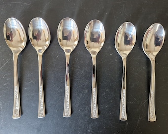Vintage set of Monogram Dessert Spoons x 6 - 7 Inches