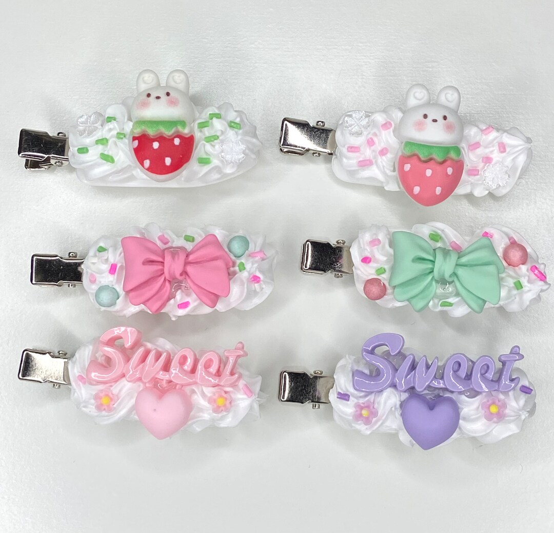Cute Decoden Hair Clips Whipped Cream Glue Hair Accessories Etsy