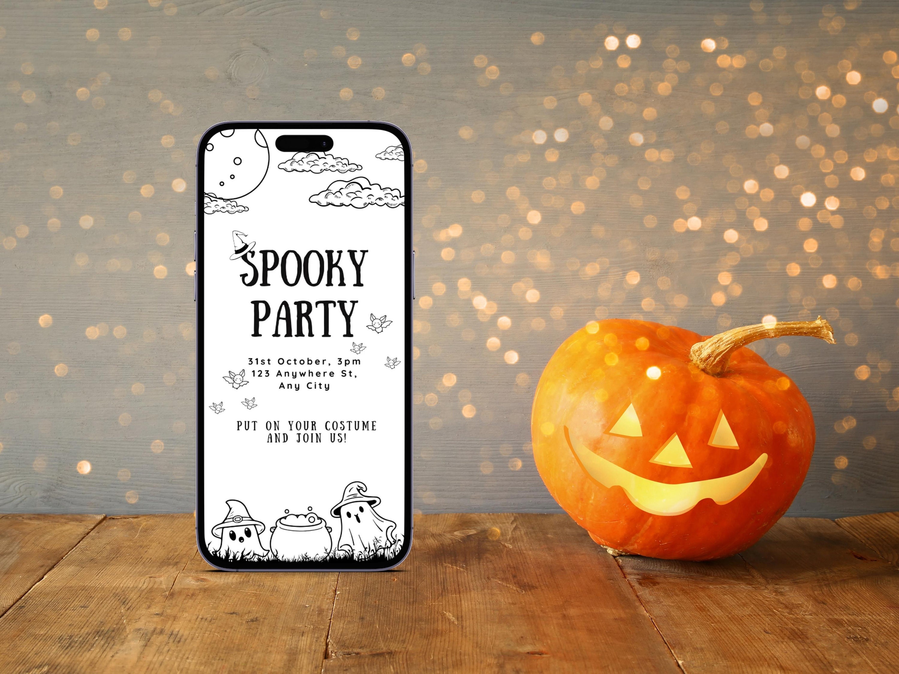 Digital Halloween Mobile &amp; Printable Editable Invitation Template ...