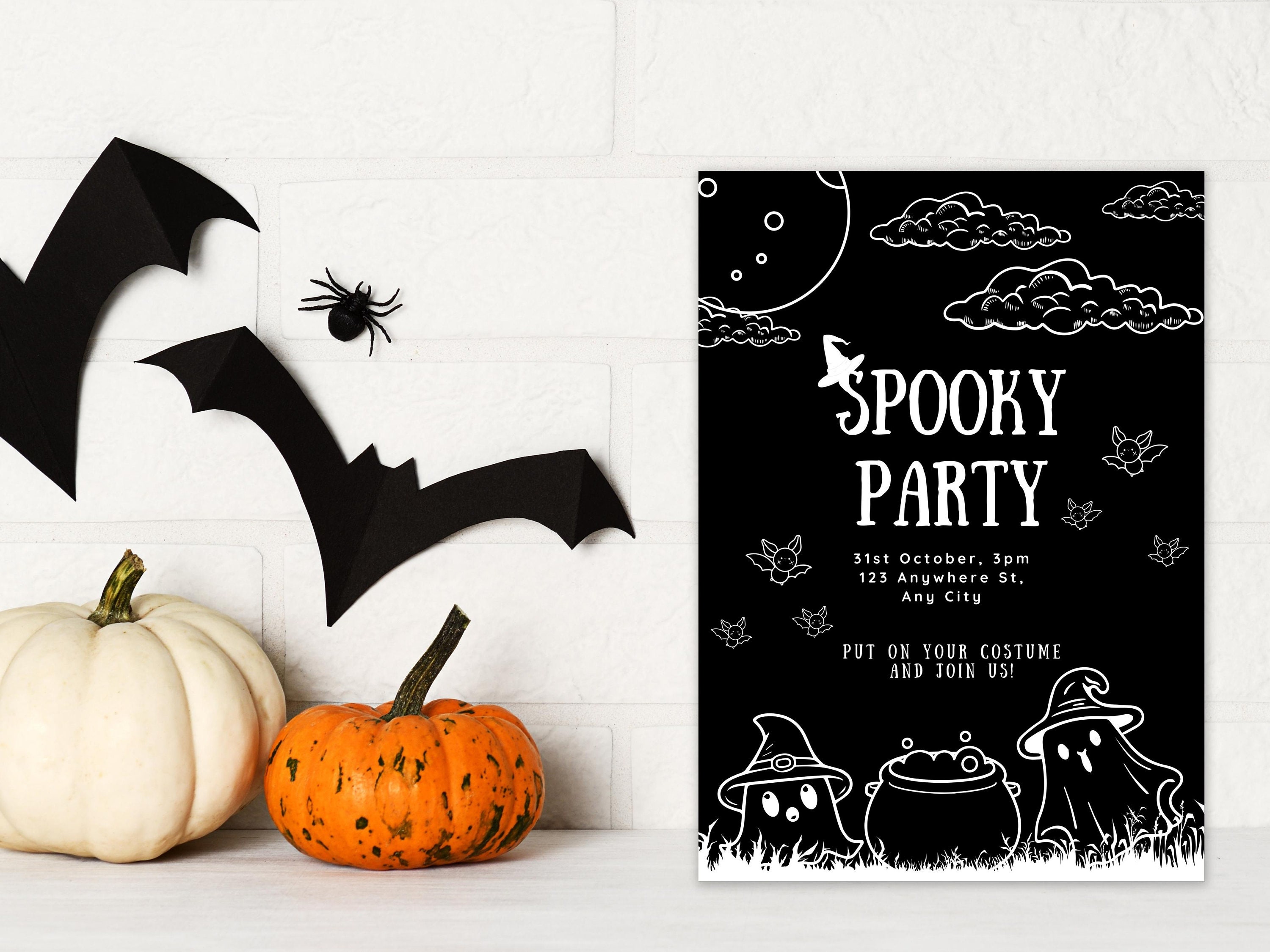 Digital Halloween Mobile &amp; Printable Editable Invitation Template ...