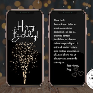 Digitale geanimeerde verjaardag bewerkbare tekst Mobiel sterretje vuurwerk kaartsjabloon, elektronische video-e-kaart, e-kaart video wenskaarten