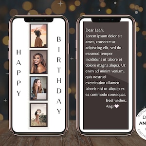 Plantilla de tarjeta móvil de texto editable de cumpleaños animada digital, Tarjeta electrónica de vídeo electrónica, Vídeo de tarjeta electrónica de felicitación personalizada y personalizable