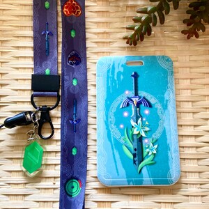 Hard Cover Card ID Badge Pass Case + Lanyard • Legend of Zelda Tears of the Kingdom Mastersword