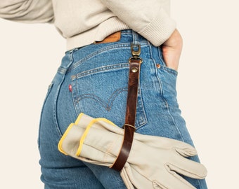 Cinghia porta guanti in pelle con gancio in ottone, regalo personalizzato