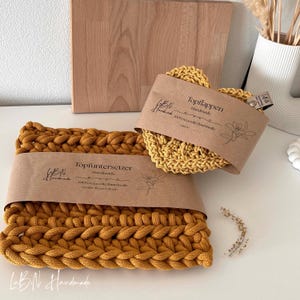 Handmade gift set, heart-shaped potholder set, trivets for gifting, crocheted from recycled cotton, Christmas, housewarming