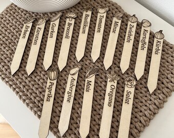 Herb markers, plant labels, bed markers, herb labels, plant markers, vegetable markers made of wood