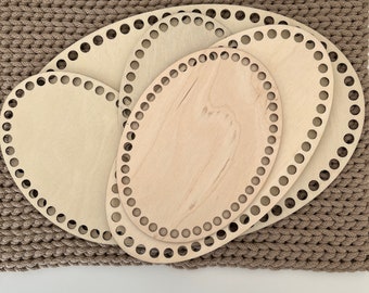 oval wooden bases for crocheting baskets in different sizes