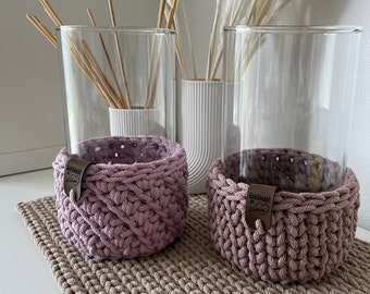 Lantern crochet lantern with glass as a vase redecorable crocheted gift