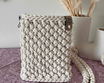 Bolso de ganchillo para teléfono con correa, bolso bandolera de algodón, bolso de hombro hecho a mano, regalo para mujer