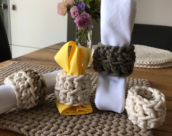 Napkin rings crocheted napkin holders as table decorations