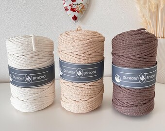 Durable Braided  fine 3mm Baumwollkordel , Flechtkordel geflochten 100m in verschiedenen Farben