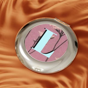 Espejo de viaje compacto con la letra inicial "L", accesorios de viaje, regalos, cumpleaños, Navidad, graduación, bodas, baby showers, San Valentín