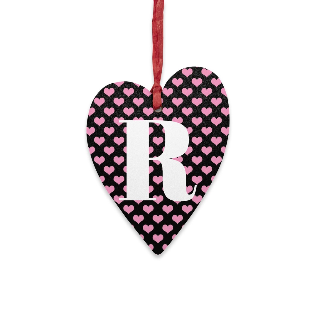Personalized Initial Letter 'R' Heart Shape Wooden Ornament & Magnet - Etsy