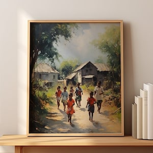 Impresión de arte para niños haitianos, impresión de descarga digital, arte de pared imprimible de Haití, decoración de la pared de Haití, arte haitiano imprimible, impresión impresionista de Haití