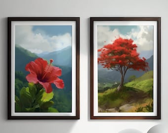 Set of 2 Puerto Rico Wall Art | Puerto Rico Art | Puerto Rico Painting |Digital Download Print | Puerto Rico Wall Decor | Puerto Rico Bundle