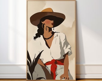 Puerto Rican Jibara Art Print, Digital Download Print, Latina Printable Wall Art, Feminist Wall Decor, Feminist Poster, Puerto Rican Gift