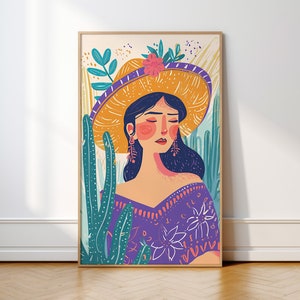 Modern Mexican Art Print, Digital Download Print, Latina Printable Wall Art, Mexican Wall Decor, Feminist Mexican Print, Latina Wall Decor