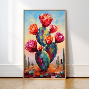 Floraler mexikanischer Kaktus Kunstdruck, digitaler Download Druck, druckbare Wandkunst Mexiko, mexikanische Wanddekoration, Südwesten Kunstdruck, druckbarer Kaktus