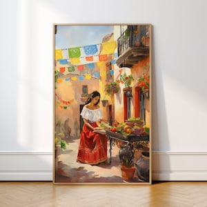 Mexican Impressionist Wall Art | Printable Hispanic Art | Mexican Culture Print | Mexican Painting | Digital Wall Art | Mexican Decor |