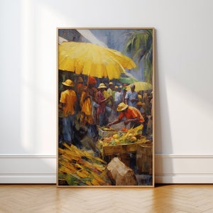 Haitian Impressionist Wall Art | Printable Haiti Art | Haitian Culture Print | Haiti Painting | Digital Wall Art | Haitian Market Art Print