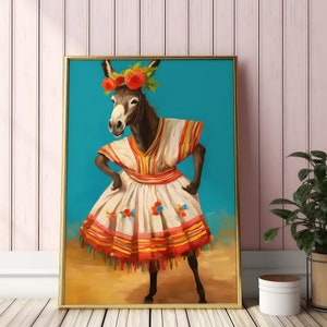 Funny Mexican Donkey Wall Art | Printable Art | Mexican Culture Print | Mexican Painting | Funny Print | Mexican Decor | Mexico Painting