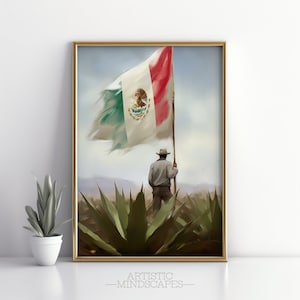 Mexican Flag Wall Art | Printable Art Poster | Mexican Culture Print | Mexican Painting | Gift for Mexicans | Mexican Decor | Mexico Print
