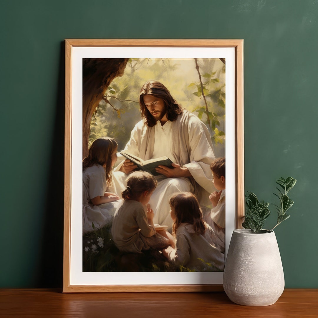 Jesus Teaching Kids Wall Art Printable Christian Art Jesus Print Jesus Poster Jesus Painting