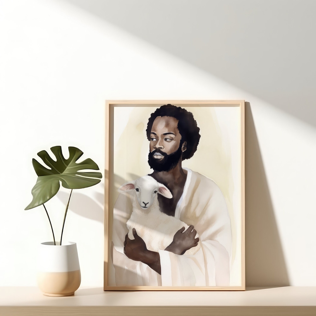 Black Jesus Wall Art Digital Download Print Jesus Painting Etsy