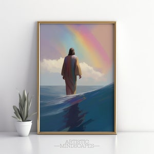 Jesus Wall Art | Printable Art | Jesus Print | Jesus Poster | Jesus painting | Bible Art | Christian Decor | Jesus Walking On Water |Digital